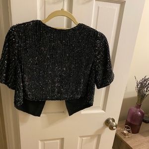 Sequin Crop Top with Open Back